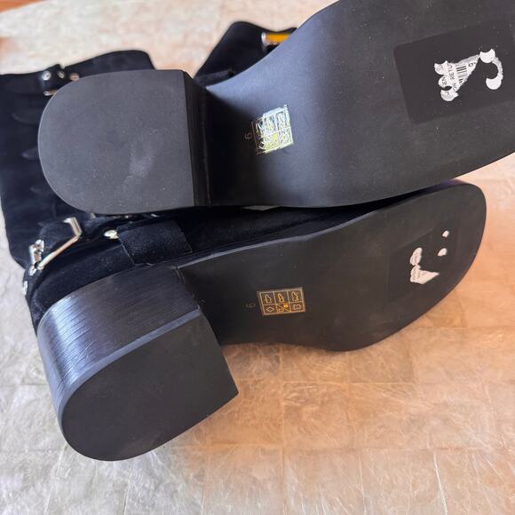 Jeffrey Campbell Trouble Buckle Boot Black Oiled Suede NEW tall boots sz 9 - Picture 11 of 12